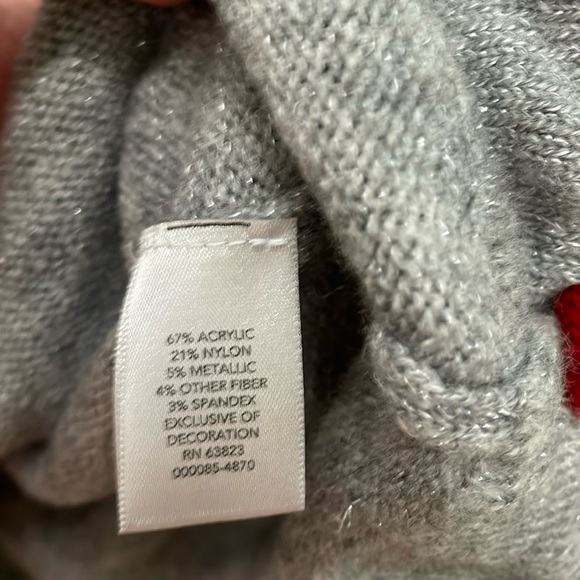 🎉CHRISTOPHER & BANKS gray silver shimmer Pom Pom sweater.  S - Picture 8 of 10